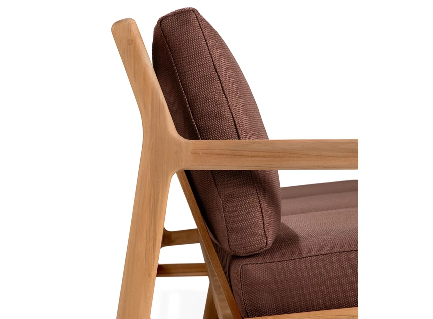 Zijkant Lounge Teak Jack Outdoor Sofa 3 seater burgundy fabric 10438 Ethnicraft