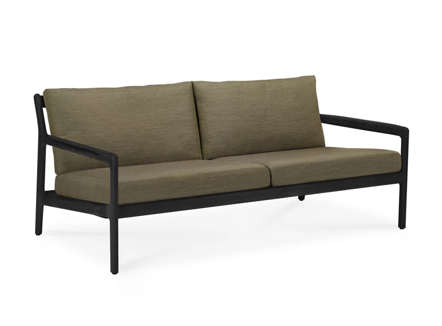 Lounge Teak Jack Black Outdoor Sofa 2 seater green fabric 10437 Ethnicraft