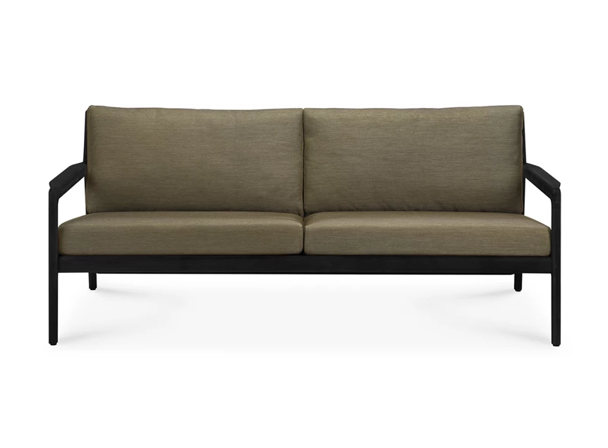 Front Lounge Teak Jack Black Outdoor Sofa 2 seater green fabric 10437 Ethnicraft