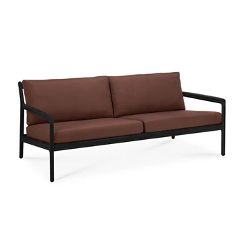 Lounge Teak Jack Black Outdoor Sofa 2 seater burgundy fabric 10436 Ethnicraft