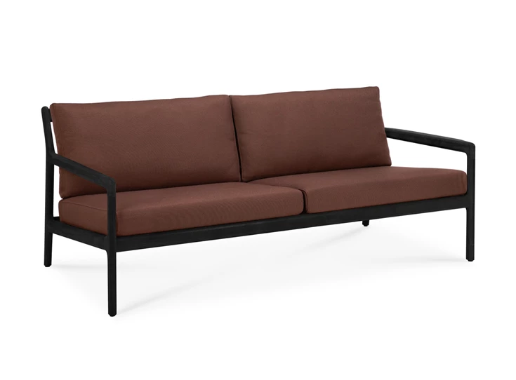 Lounge Teak Jack Black Outdoor Sofa 2 seater burgundy fabric 10436 Ethnicraft