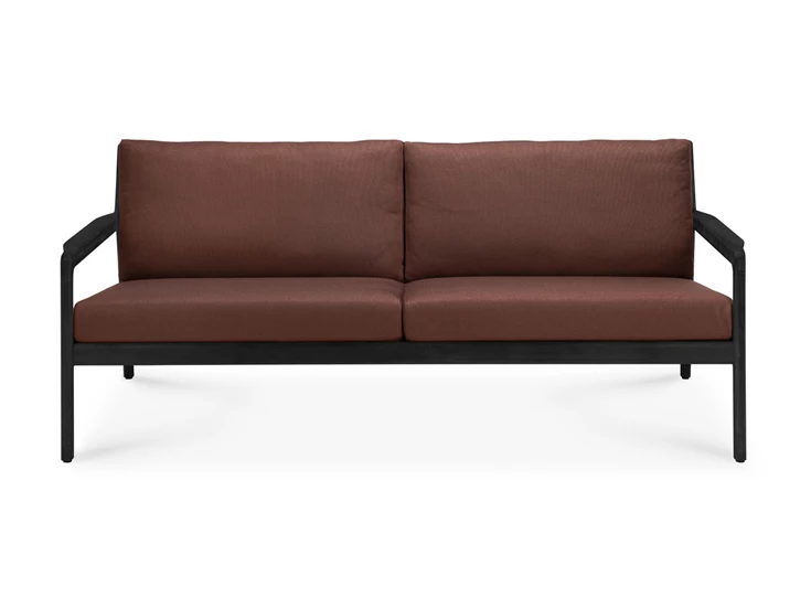 Front Lounge Teak Jack Black Outdoor Sofa 2 seater burgundy fabric 10436 Ethnicraft