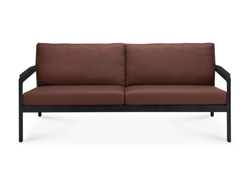 Front Lounge Teak Jack Black Outdoor Sofa 2 seater burgundy fabric 10436 Ethnicraft