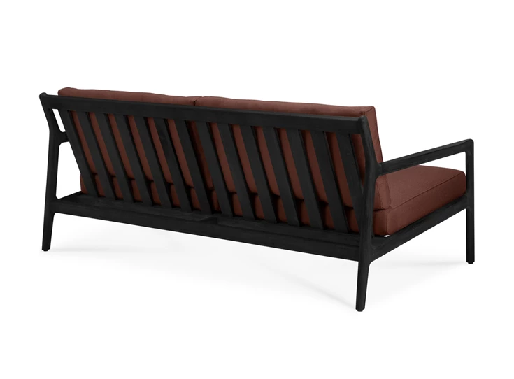 Achterkant Lounge Teak Jack Black Outdoor Sofa 2 seater burgundy fabric 10436 Ethnicraft