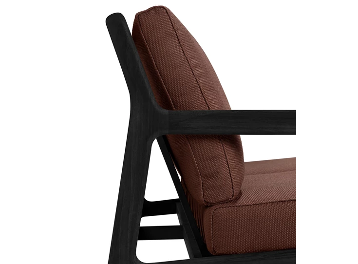 Zijkant Lounge Teak Jack Black Outdoor Sofa 2 seater burgundy fabric 10436 Ethnicraft