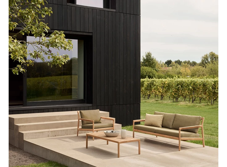 Sfeerfoto Lounge Teak Jack Outdoor Sofa 2 seater green fabric 10435 Ethnicraft