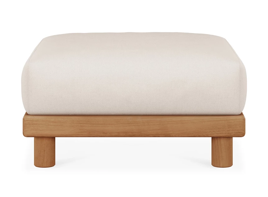 Front Voetenbank Teak Monocle Outdoor Footstool White fabric 10417 Ethnicraft