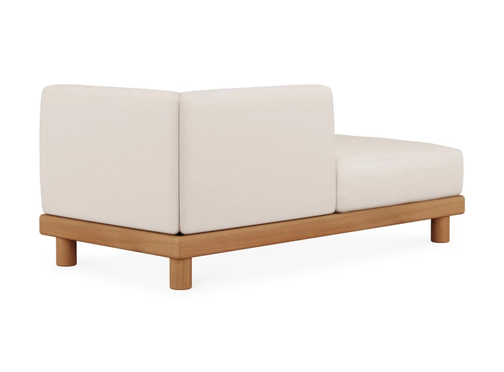 Achterkant Longchair Teak Monocle Day Bed R arm white fabric 10416 Ethnicraft