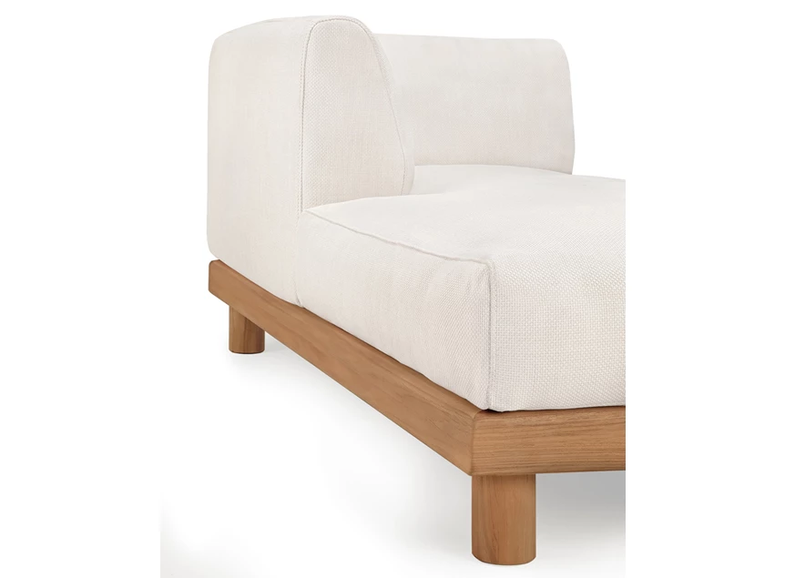 Zijkant Longchair Teak Monocle Day Bed R arm white fabric 10416 Ethnicraft