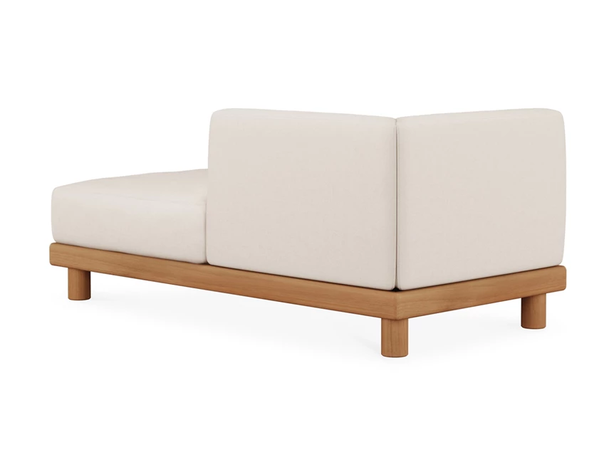 Achterkant Longchair Teak Monocle Day Bed L arm white fabric 10415 Ethnicraft