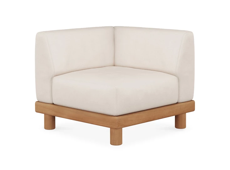 Zijde Eindelement Teak Monocle End Seater R arm white fabric 10414 Ethnicraft