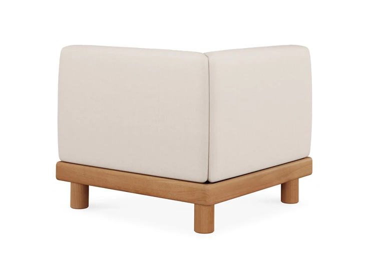 Achterkant Eindelement Teak Monocle End Seater R arm white fabric 10414 Ethnicraft