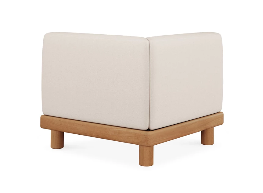 Achterkant Eindelement Teak Monocle End Seater R arm white fabric 10414 Ethnicraft