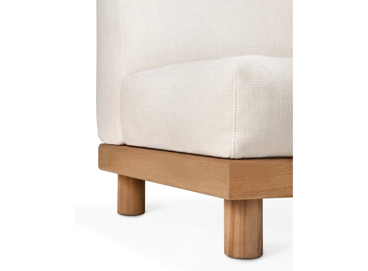 Zijkant Eindelement Teak Monocle End Seater R arm white fabric 10414 Ethnicraft