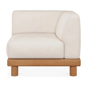 Eindelement Teak Monocle End Seater L arm white fabric 10413 Ethnicraft