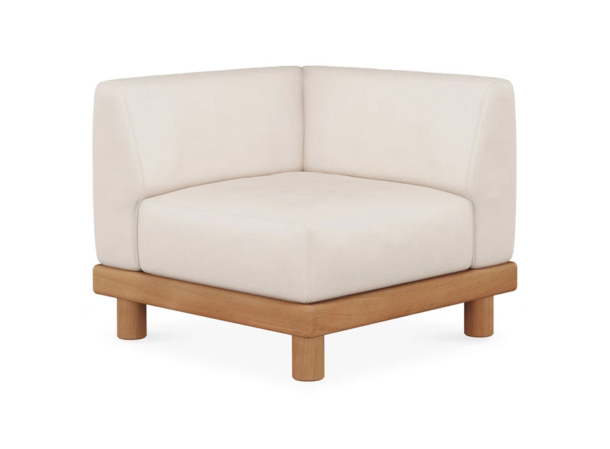 Zijde Eindelement Teak Monocle End Seater L arm white fabric 10413 Ethnicraft