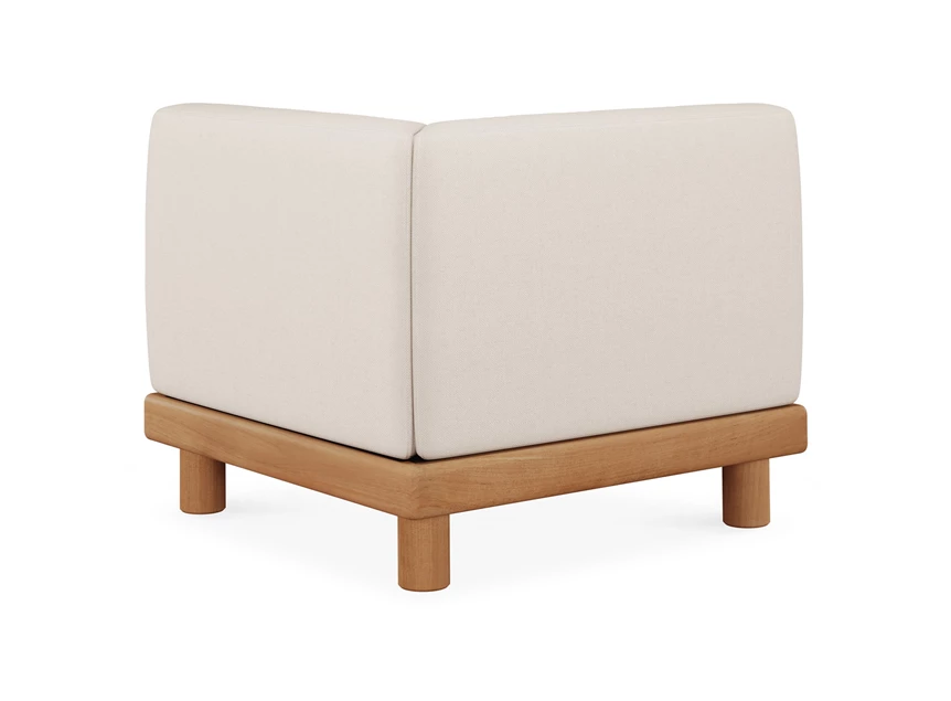 Achterkant Eindelement Teak Monocle End Seater L arm white fabric 10413 Ethnicraft