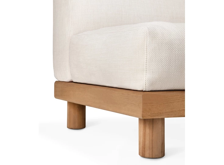 Zijkant Eindelement Teak Monocle End Seater L arm white fabric 10413 Ethnicraft