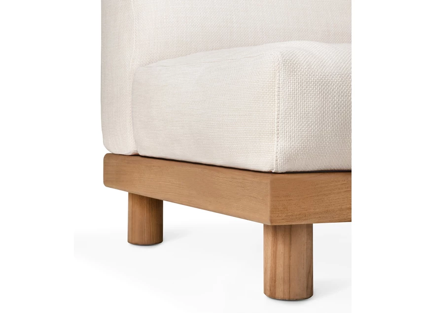 Zijkant Eindelement Teak Monocle End Seater L arm white fabric 10413 Ethnicraft