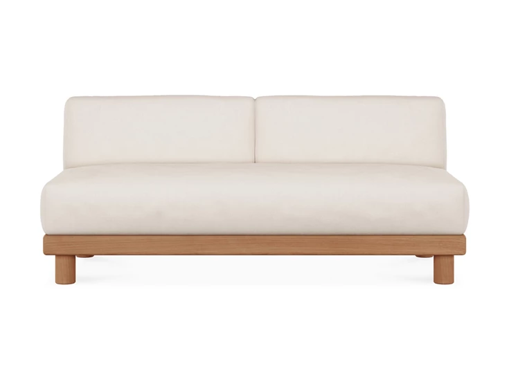 Front 2 zit Teak Monocle 2 Seater white fabric 10412 Ethnicraft