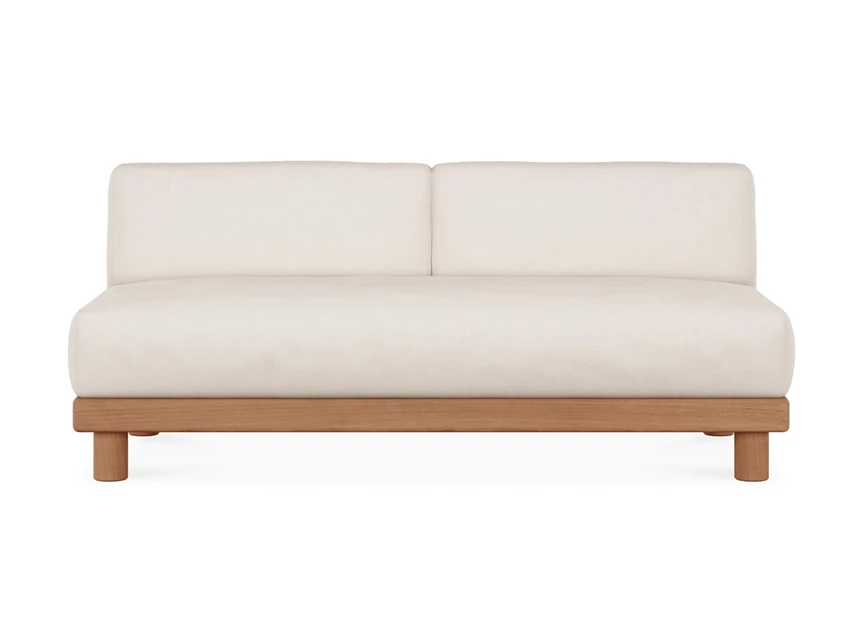 Front 2 zit Teak Monocle 2 Seater white fabric 10412 Ethnicraft