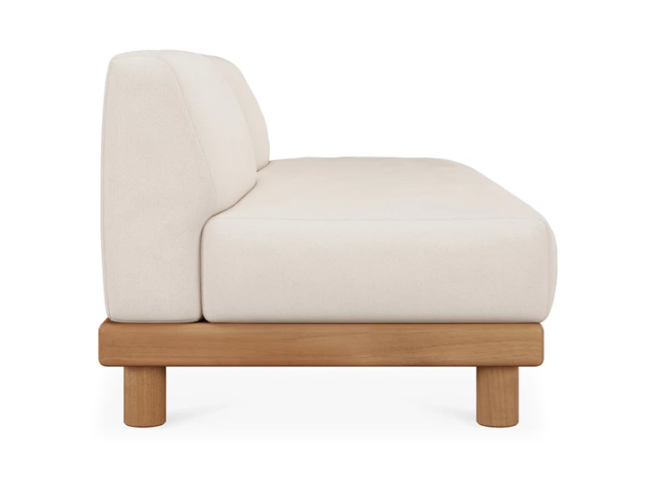 Zijkant 2 zit Teak Monocle 2 Seater white fabric 10412 Ethnicraft