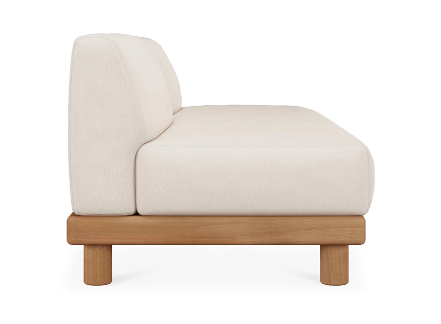 Zijkant 2 zit Teak Monocle 2 Seater white fabric 10412 Ethnicraft