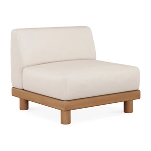 1 zit Teak Monocle 1 Seater white fabric 10411 Ethnicraft