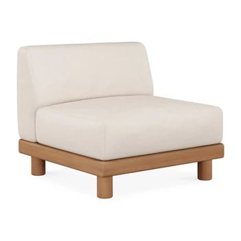 1 zit Teak Monocle 1 Seater white fabric 10411 Ethnicraft