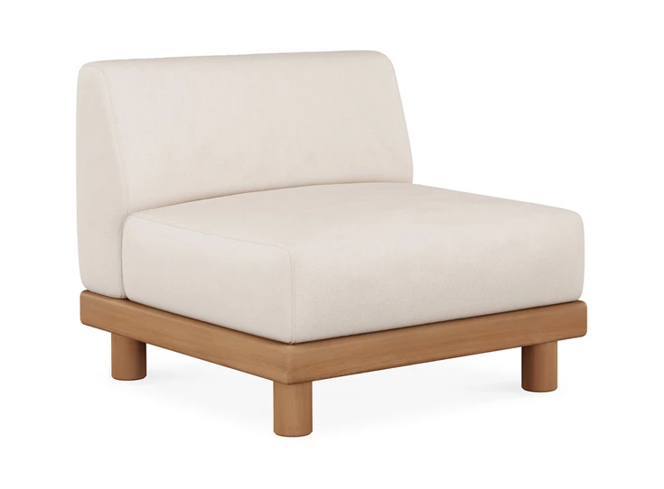 1 zit Teak Monocle 1 Seater white fabric 10411 Ethnicraft