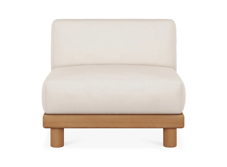 Front 1 zit Teak Monocle 1 Seater white fabric 10411 Ethnicraft