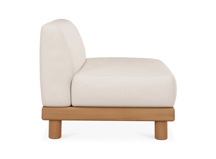 Zijkant 1 zit Teak Monocle 1 Seater white fabric 10411 Ethnicraft