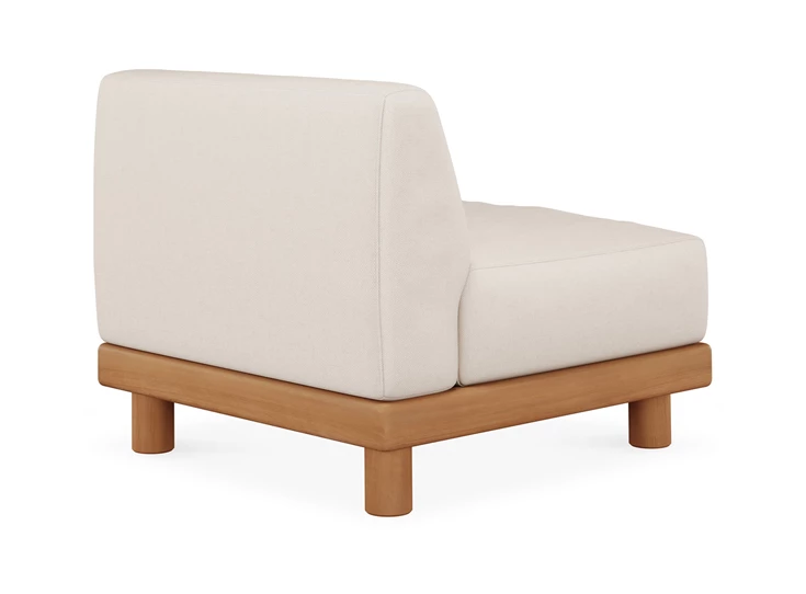 Achterkant 1 zit Teak Monocle 1 Seater white fabric 10411 Ethnicraft