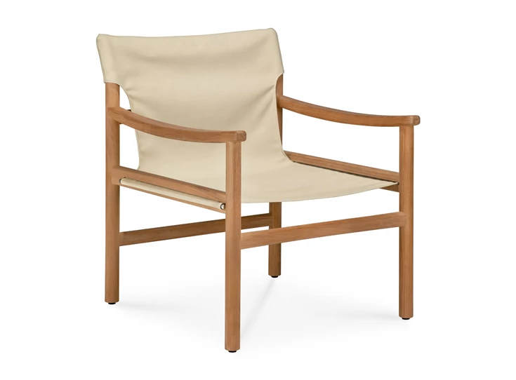 Bijzetzetel Teak Safari Outdoor Lounge Chair Dune fabric 10421 Ethnicraft