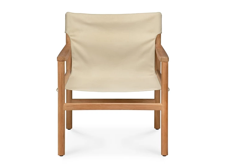 Front Bijzetzetel Teak Safari Outdoor Lounge Chair Dune fabric 10421 Ethnicraft