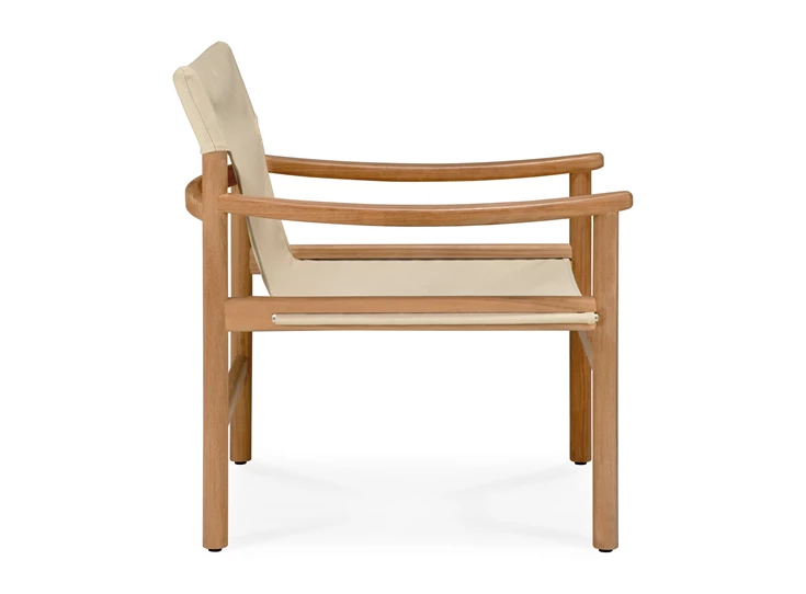 Zijkant Bijzetzetel Teak Safari Outdoor Lounge Chair Dune fabric 10421 Ethnicraft