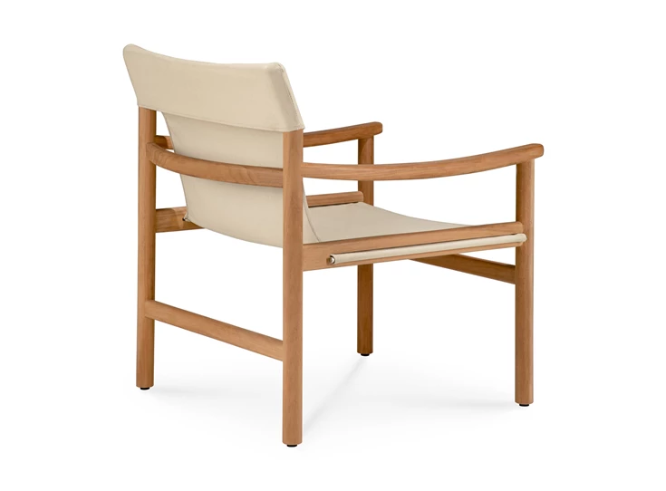 Achterkant Bijzetzetel Teak Safari Outdoor Lounge Chair Dune fabric 10421 Ethnicraft