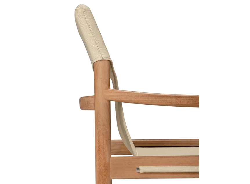 Zijde Bijzetzetel Teak Safari Outdoor Lounge Chair Dune fabric 10421 Ethnicraft