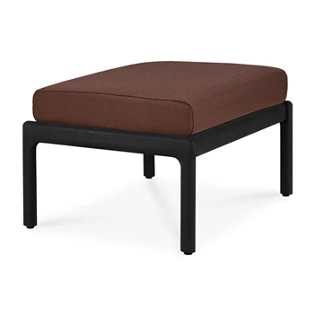 Voetenbank Teak Jack Outdoor Black Footstool Burgundy fabric 10444 Ethnicraft