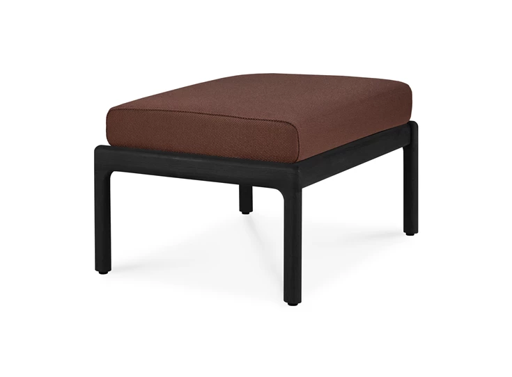 Voetenbank Teak Jack Outdoor Black Footstool Burgundy fabric 10444 Ethnicraft