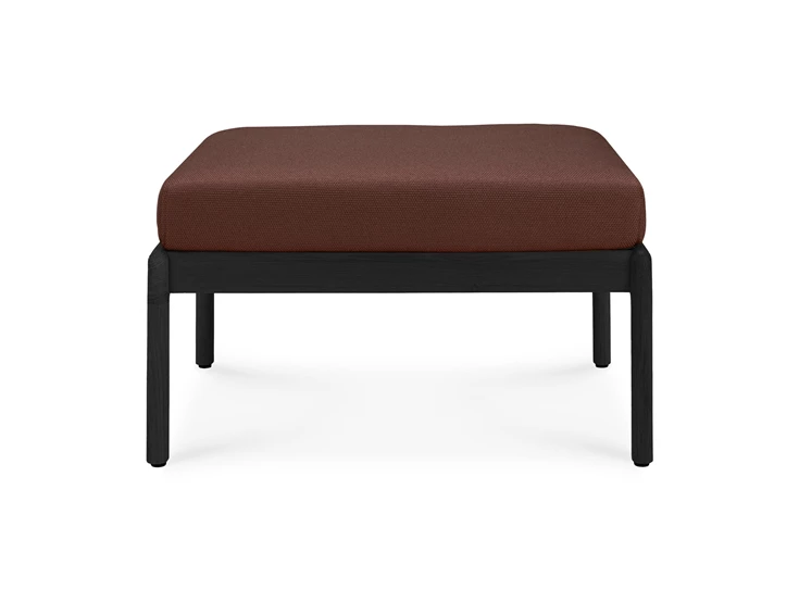 Front Voetenbank Teak Jack Outdoor Black Footstool Burgundy fabric 10444 Ethnicraft