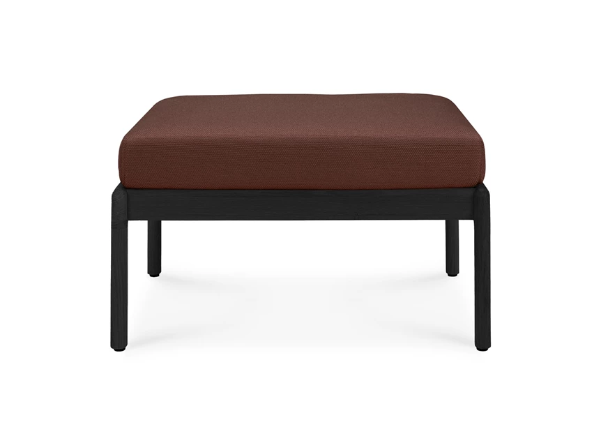 Front Voetenbank Teak Jack Outdoor Black Footstool Burgundy fabric 10444 Ethnicraft