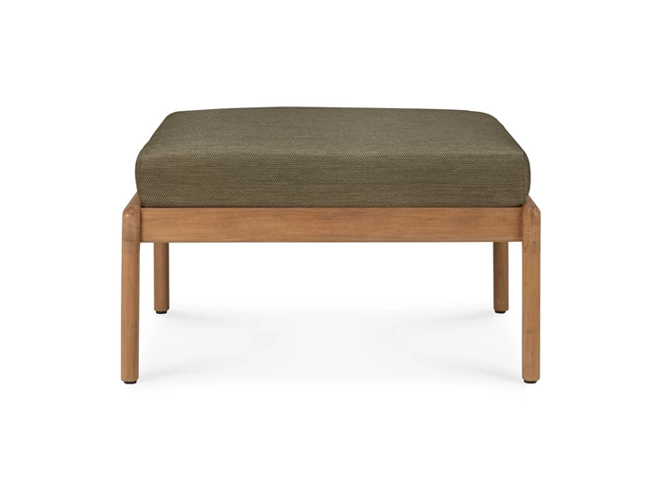 Front Voetenbank Teak Jack Outdoor Footstool Green fabric 10443 Ethnicraft