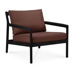 Bijzetzetel Teak Jack Black Lounge Chair Burgundy fabric 10432 Ethnicraft