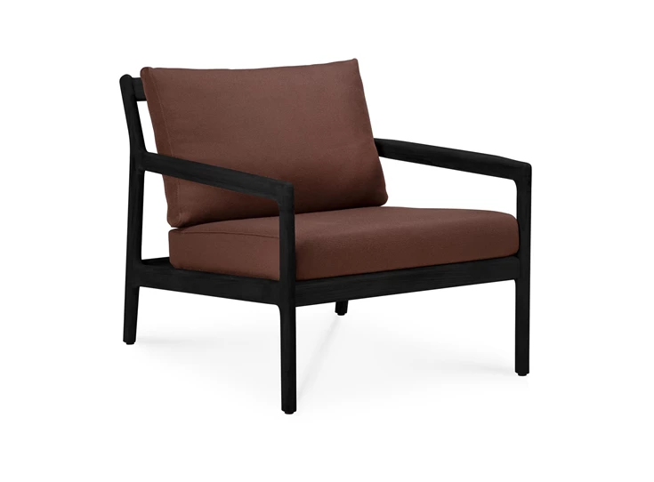 Bijzetzetel Teak Jack Black Lounge Chair Burgundy fabric 10432 Ethnicraft