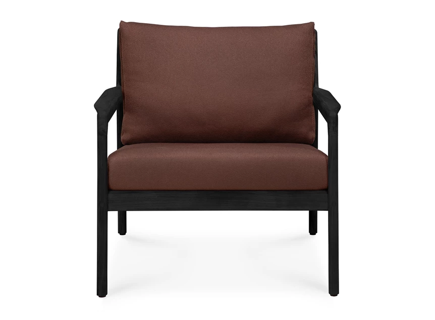 Front Bijzetzetel Teak Jack Black Lounge Chair Burgundy fabric 10432 Ethnicraft