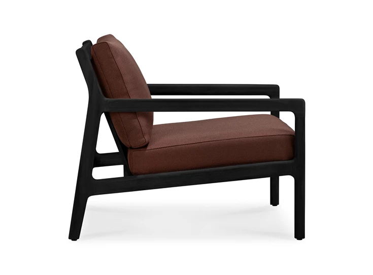Zijkant Bijzetzetel Teak Jack Black Lounge Chair Burgundy fabric 10432 Ethnicraft