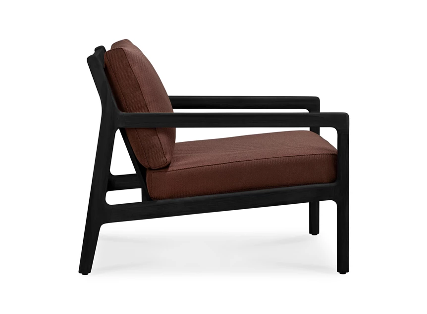 Zijkant Bijzetzetel Teak Jack Black Lounge Chair Burgundy fabric 10432 Ethnicraft