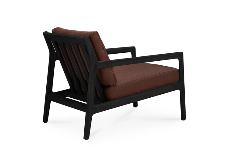 Achterkant Bijzetzetel Teak Jack Black Lounge Chair Burgundy fabric 10432 Ethnicraft