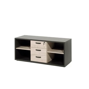 Neyt Lage kast Capo 4 vakken/3 laden Zwart/Kastanje